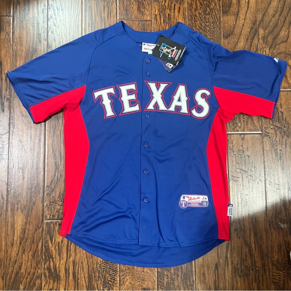 NWT Josh Hamilton Texas Rangers Authentic Jersey Blue and Red Sz Men’s Large
